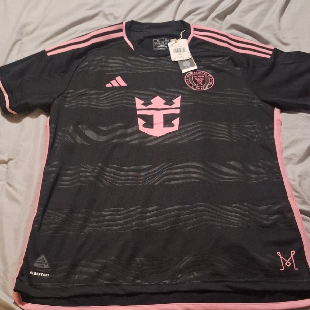 adidas InterMiami Men’s Black and Pink Soccer Jersey